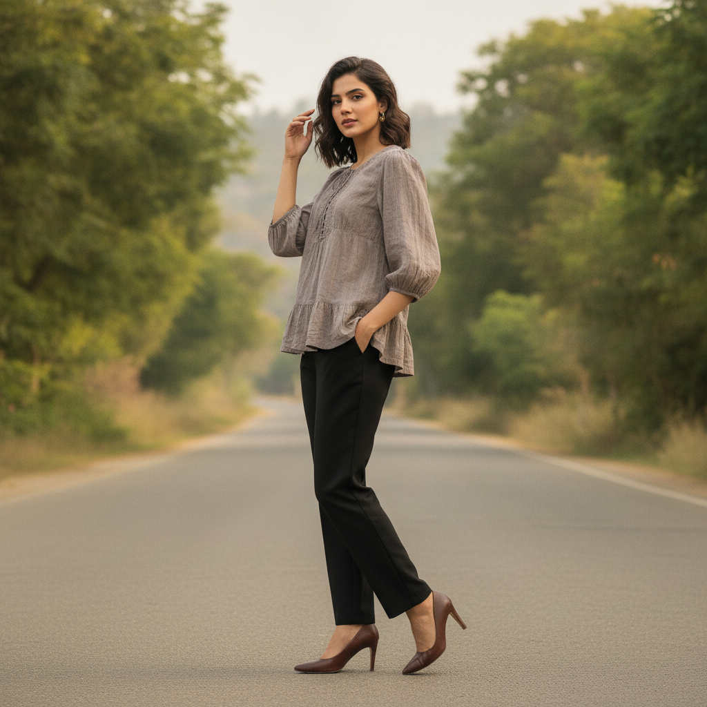 Promode Embroidered Cotton Peplum Blouse for Women | BONNARE