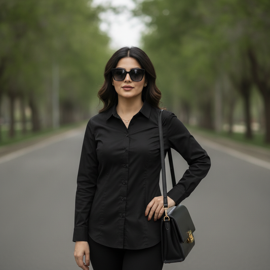 Primark Classic Black Cotton Shirt for Women