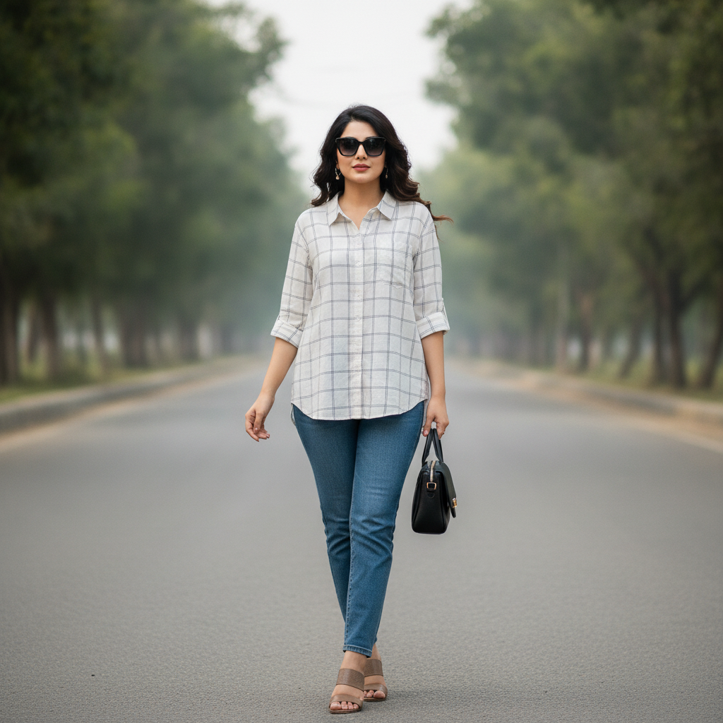 H&M Viscose Checked Shirt