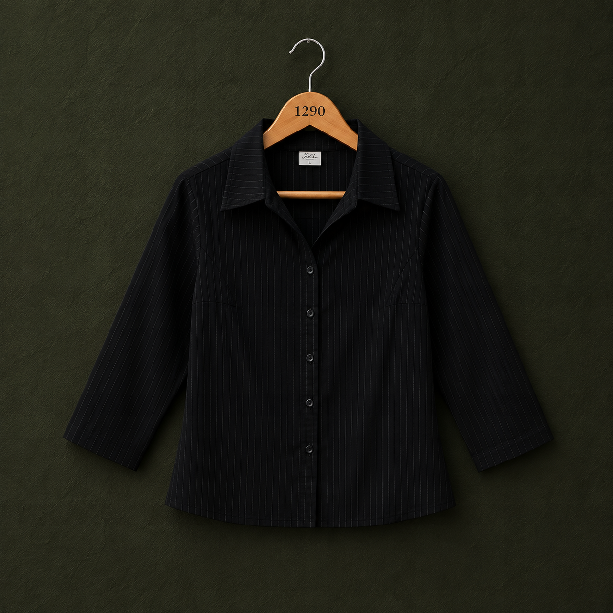 Black Pinstripe Three-Quarter Sleeve Shirt – Bonnare Style