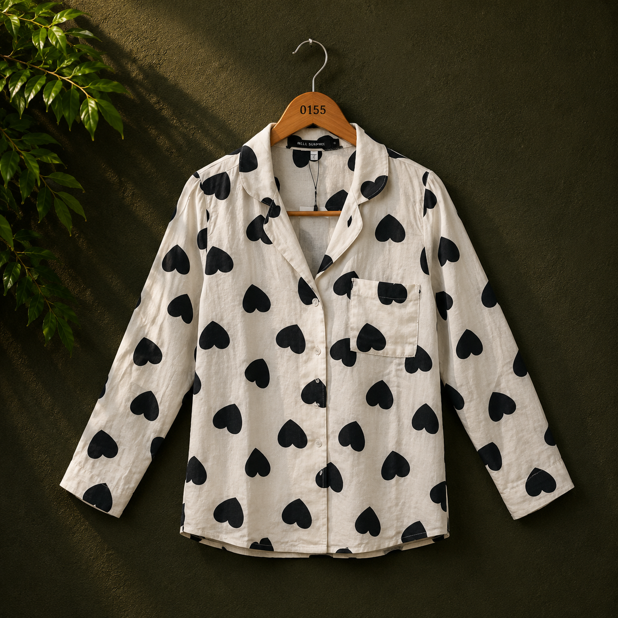 Bonnare Women's White Heart Print Viscose Shirt