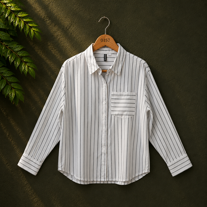 Divided Women's White Pinstripe Cotton Shirt