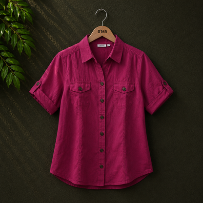 Outfit Women's Magenta Cotton Utility Shirt