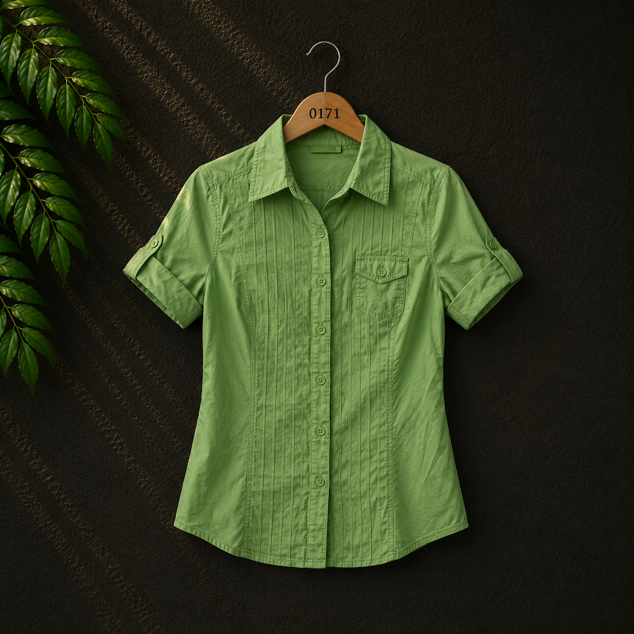 Wissmach Women's Olive Green Cotton Utility Shirt