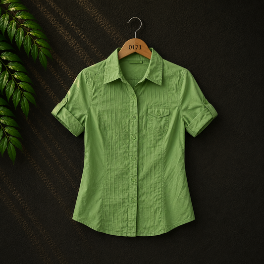 Wissmach Women's Olive Green Cotton Utility Shirt
