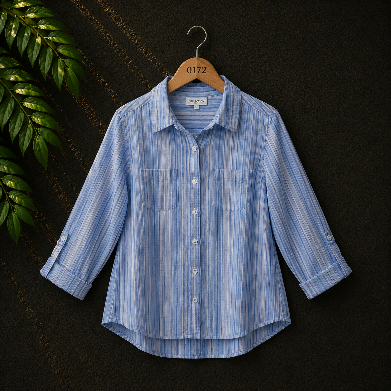 Cotton Co Women's Blue Stripe Cotton Shirt