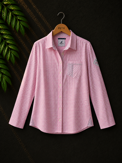 St. George Women's Pink Gingham Cotton Shirt