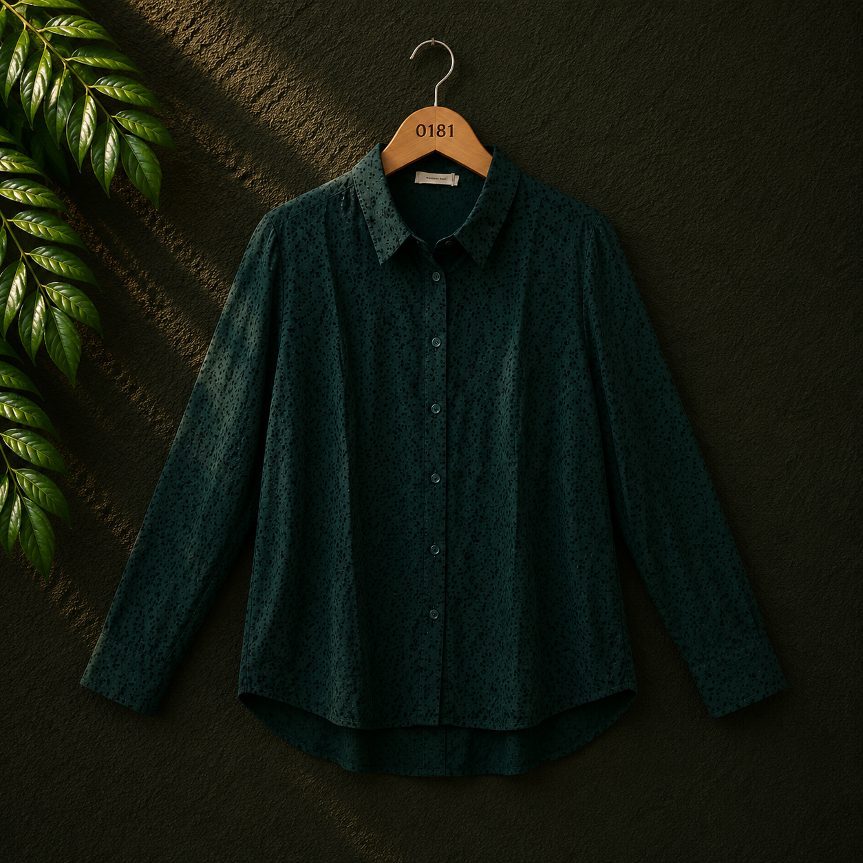 Marie 16 Women's Dark Green Printed Viscose Shirt