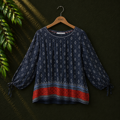 Cecil Women's Navy Printed Viscose Top