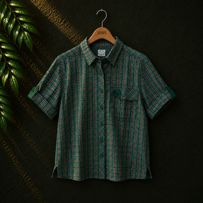 Imperial Women's Green Check Cotton Shirt
