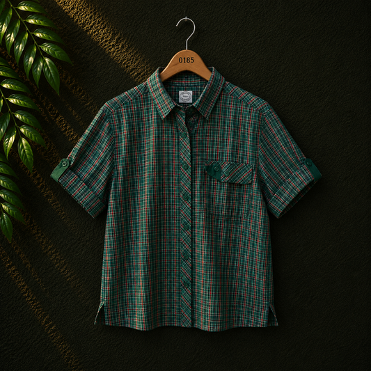Imperial Women's Green Check Cotton Shirt