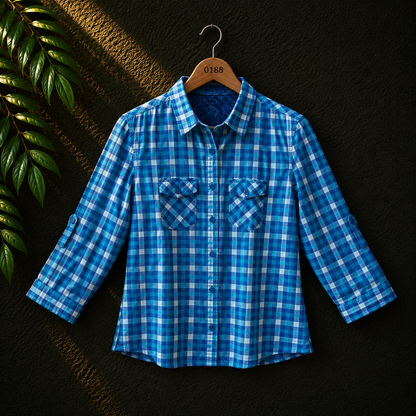 Cecil Women's Blue Check Cotton Shirt