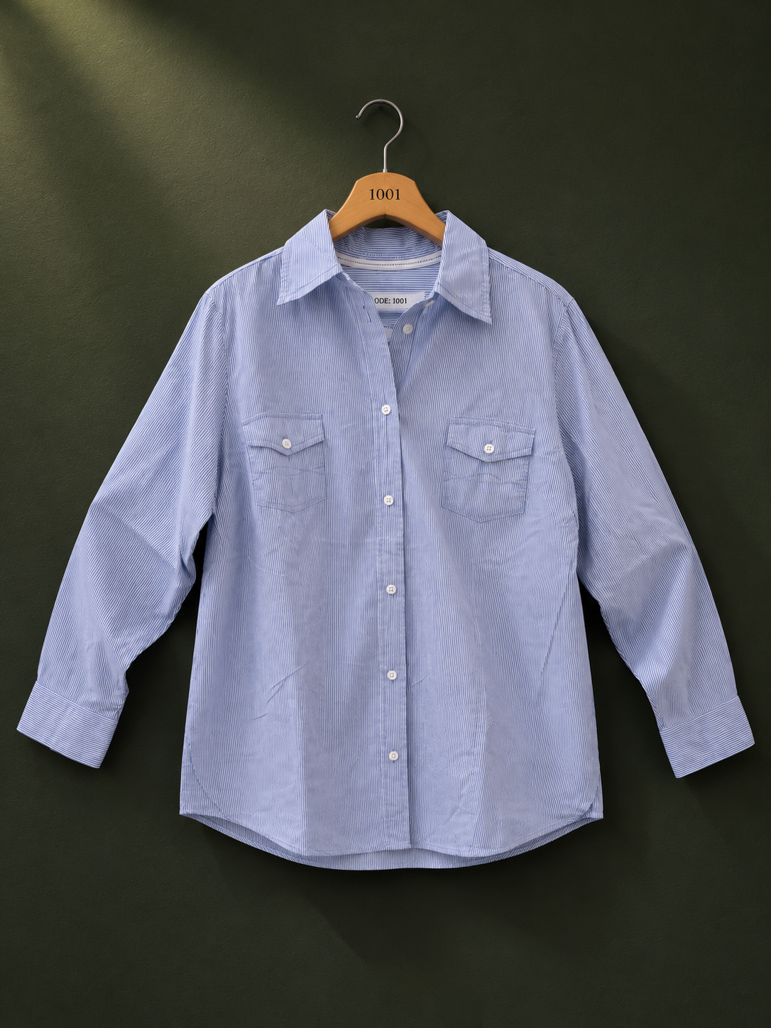 Yessica Blue Pinstripe Cotton Button-Down Shirt | BONNARE