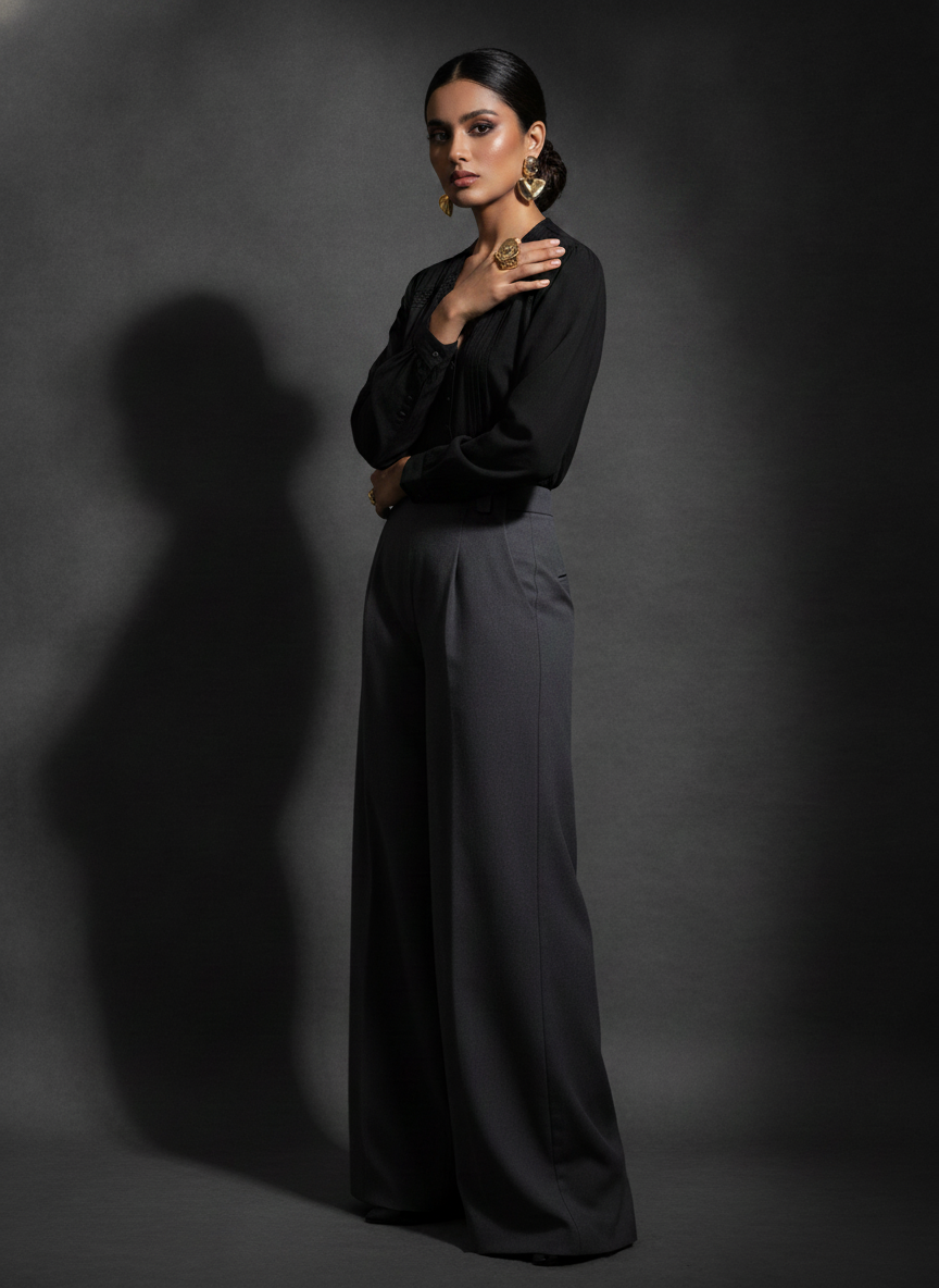 Majolica Black Cotton Button-Down Shirt | BONNARE