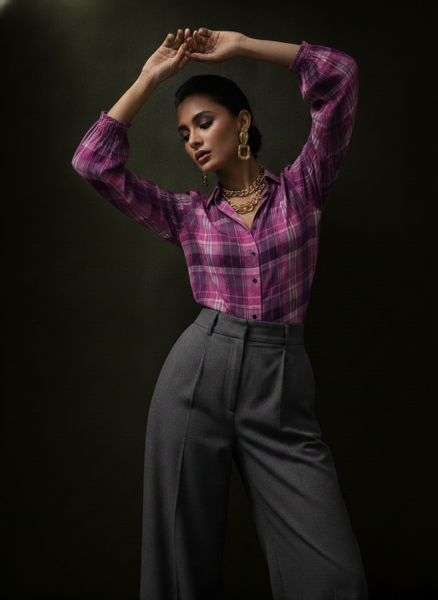 BPC Green Cotton Checked Shirt | BONNARE