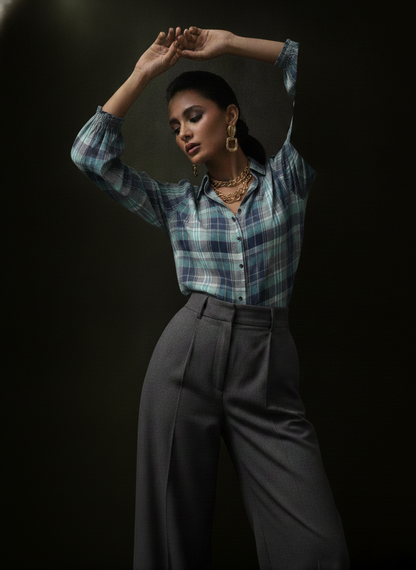 Gina Pink Checked Cotton Shirt | BONNARE