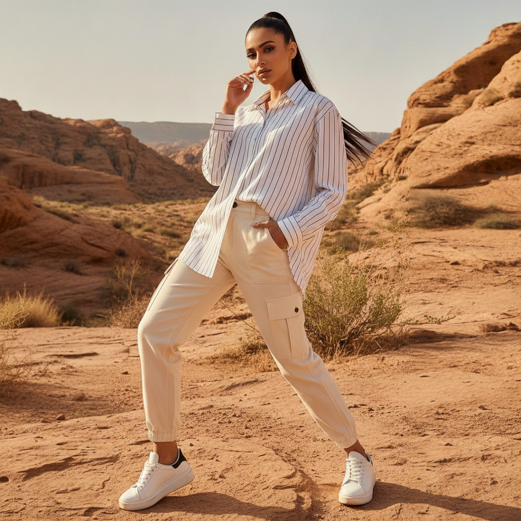 Bershka White Pinstripe Georgette Shirt | BONNARE