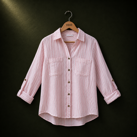 Gina Pink Stripe Viscose Button-Down Shirt | BONNARE
