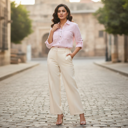 Gina Pink Stripe Viscose Button-Down Shirt | BONNARE