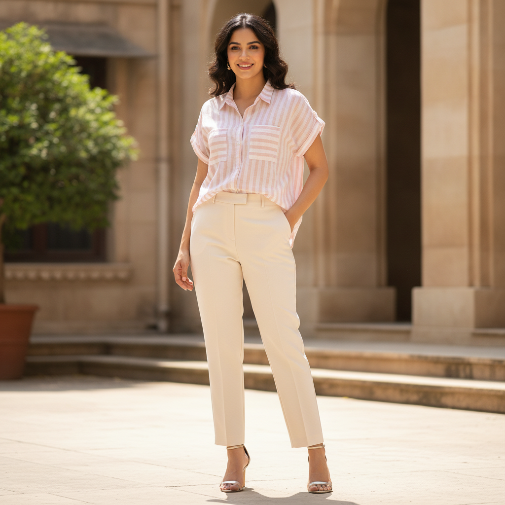 Ever Me Pink Striped Cotton Shirt