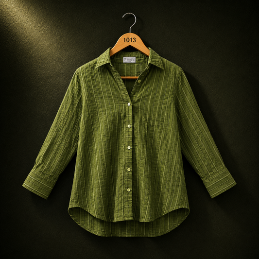 Bonnita Olive Green Textured Viscose Shirt