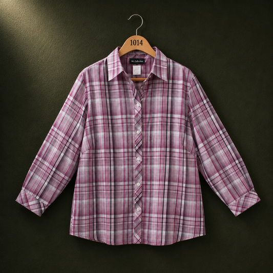 M Collection Pink Check Cotton Shirt