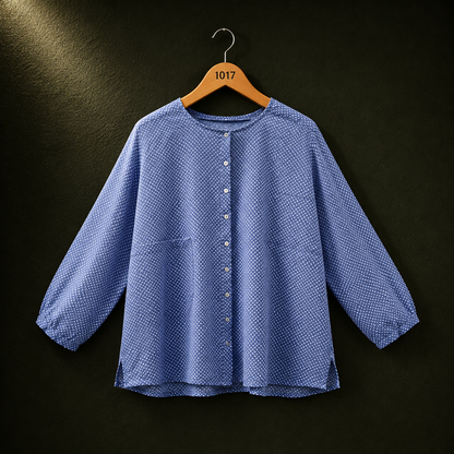 Via Appia Due Blue Printed Viscose Blouse
