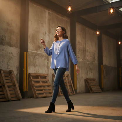 Via Appia Due Blue Printed Viscose Blouse