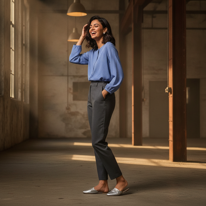 Via Appia Due Blue Printed Viscose Blouse