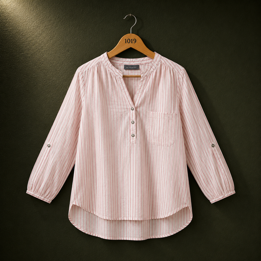 Yessica Pink Striped Cotton Blouse