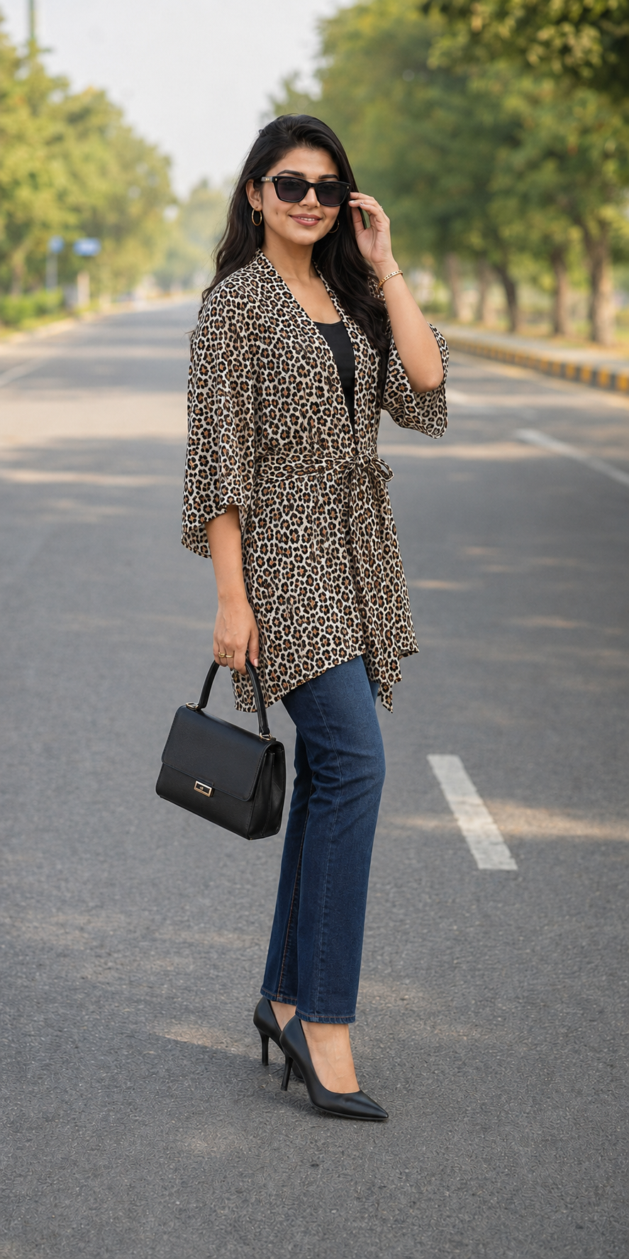 H&M Leopard Print Georgette Kimono for Women | BONNARE