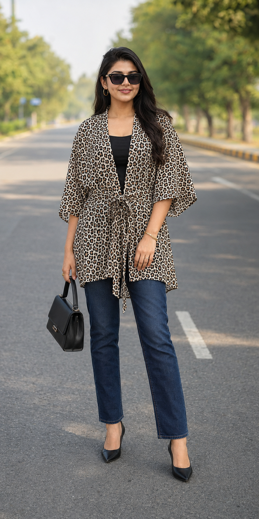 H&M Leopard Print Georgette Kimono for Women | BONNARE