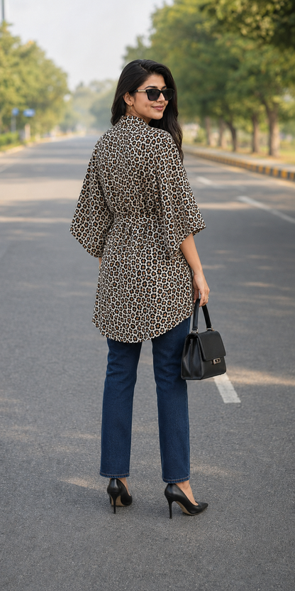 H&M Leopard Print Georgette Kimono for Women | BONNARE