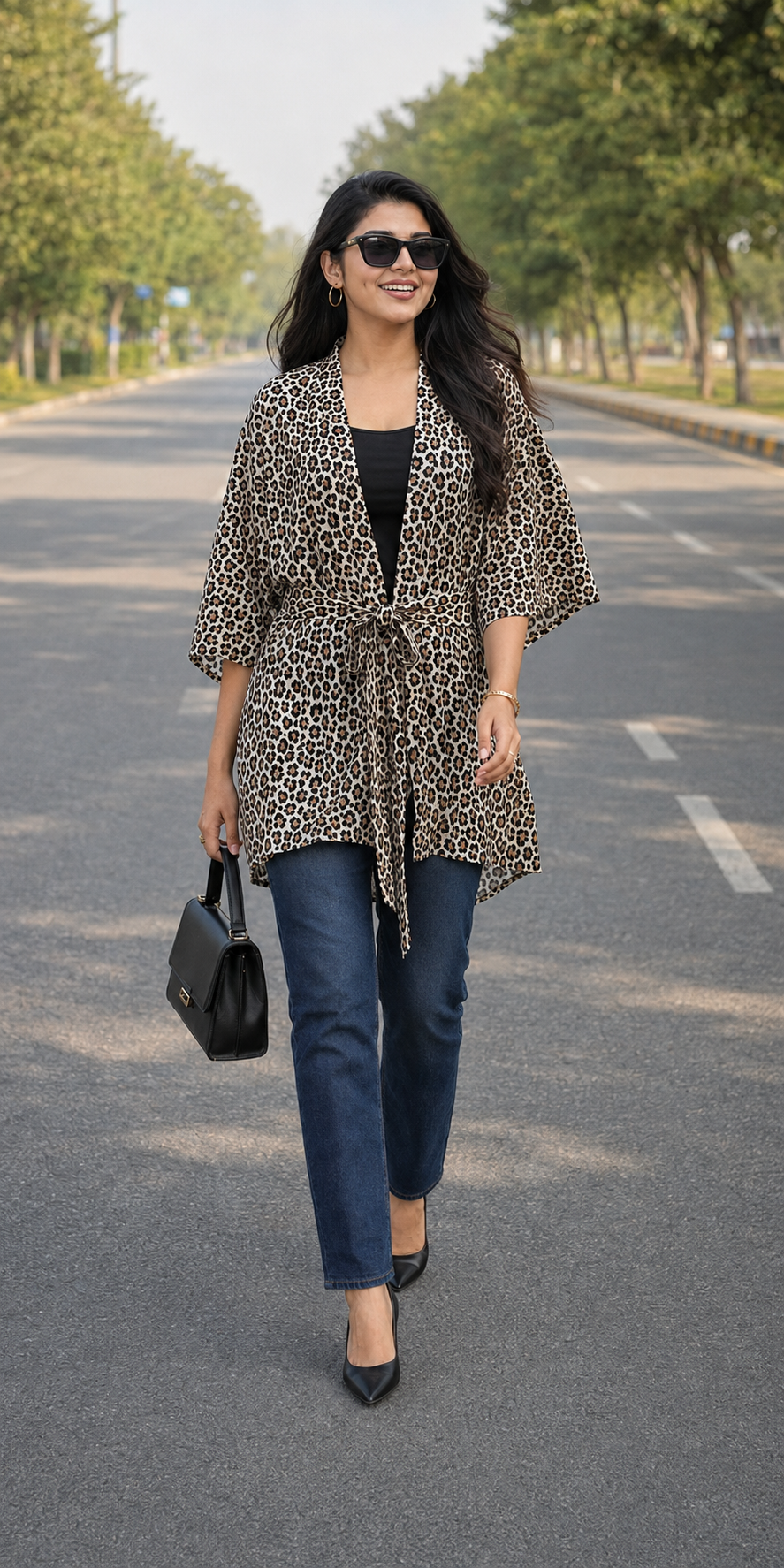 H&M Leopard Print Georgette Kimono for Women | BONNARE