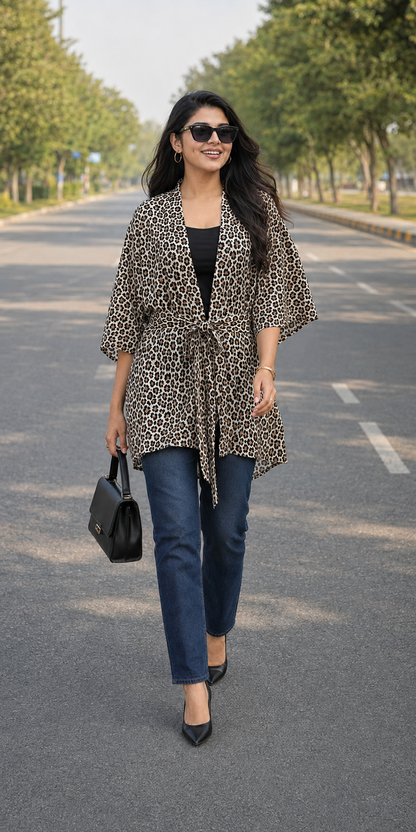 H&M Leopard Print Georgette Kimono for Women | BONNARE