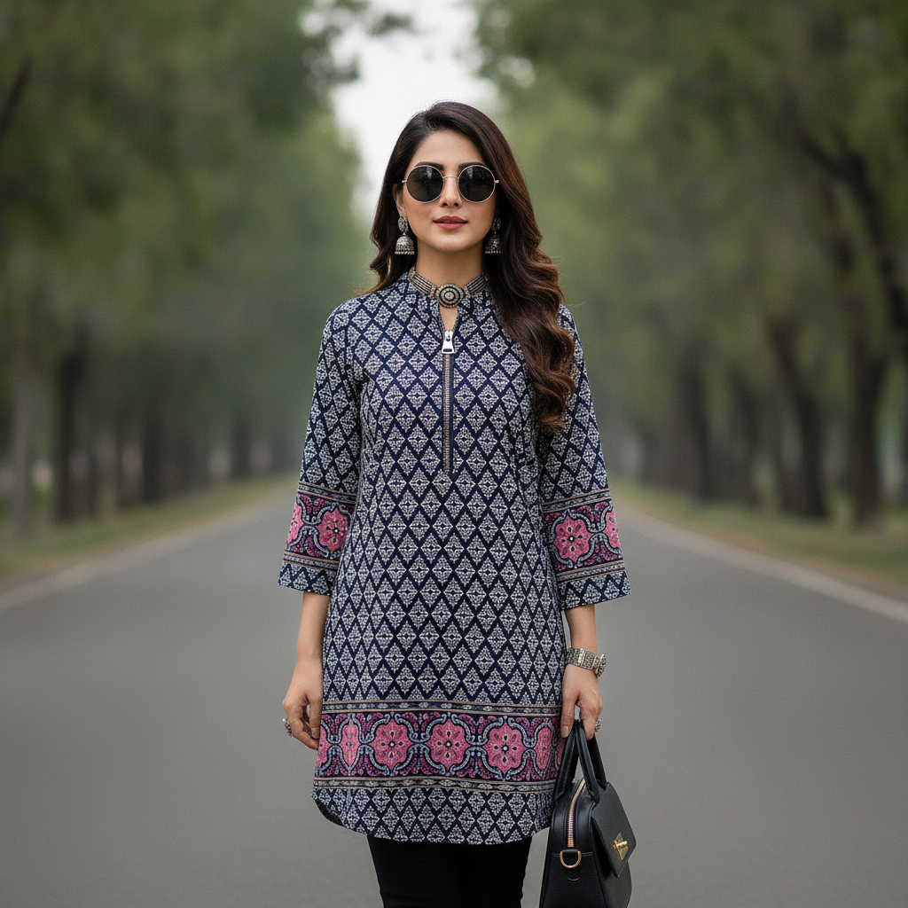 Jennifer Taylor Printed Viscose Long Kurti for Women | BONNARE