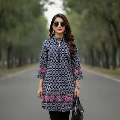 Jennifer Taylor Printed Viscose Long Kurti for Women | BONNARE