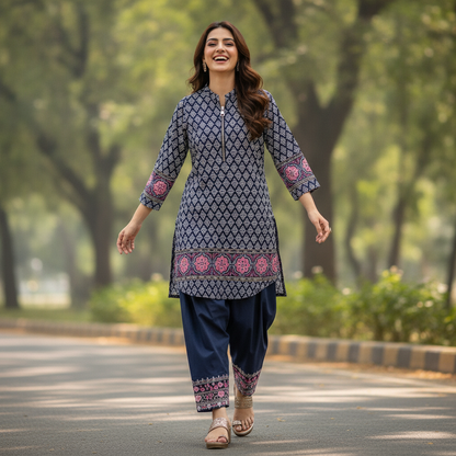 Jennifer Taylor Printed Viscose Long Kurti for Women | BONNARE