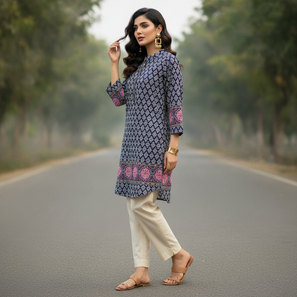 Jennifer Taylor Printed Viscose Long Kurti for Women | BONNARE