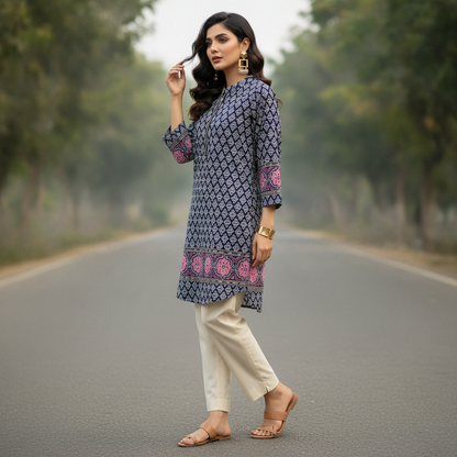 Jennifer Taylor Printed Viscose Long Kurti for Women | BONNARE
