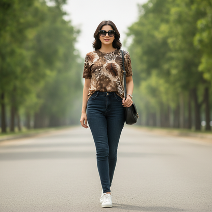 Baoshida Printed Viscose Casual Top for Women | BONNARE