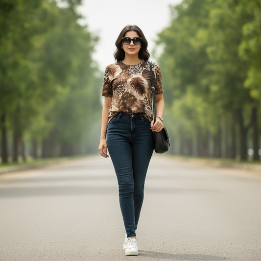 Baoshida Printed Viscose Casual Top for Women | BONNARE