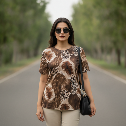 Baoshida Printed Viscose Casual Top for Women | BONNARE