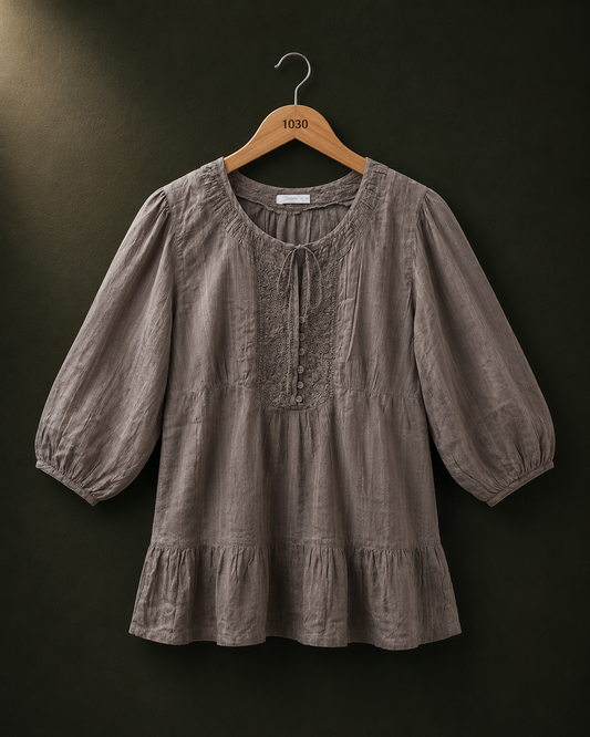 Promode Embroidered Cotton Peplum Blouse for Women | BONNARE