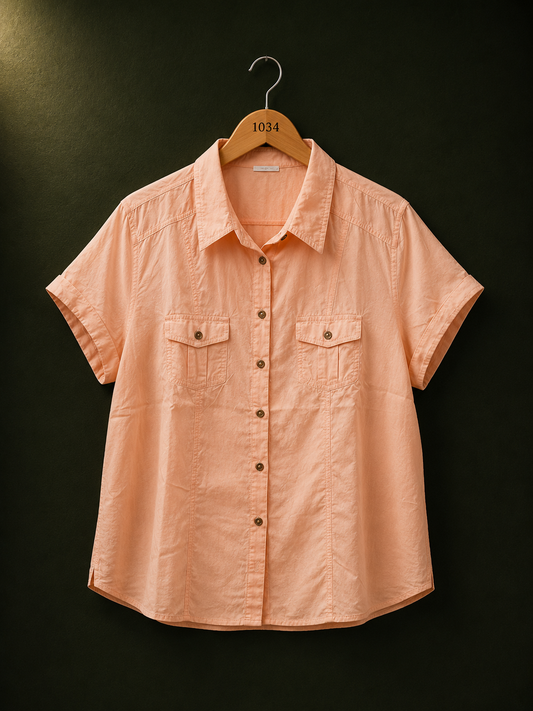 Bexleys Peach Utility Cotton Shirt for Women