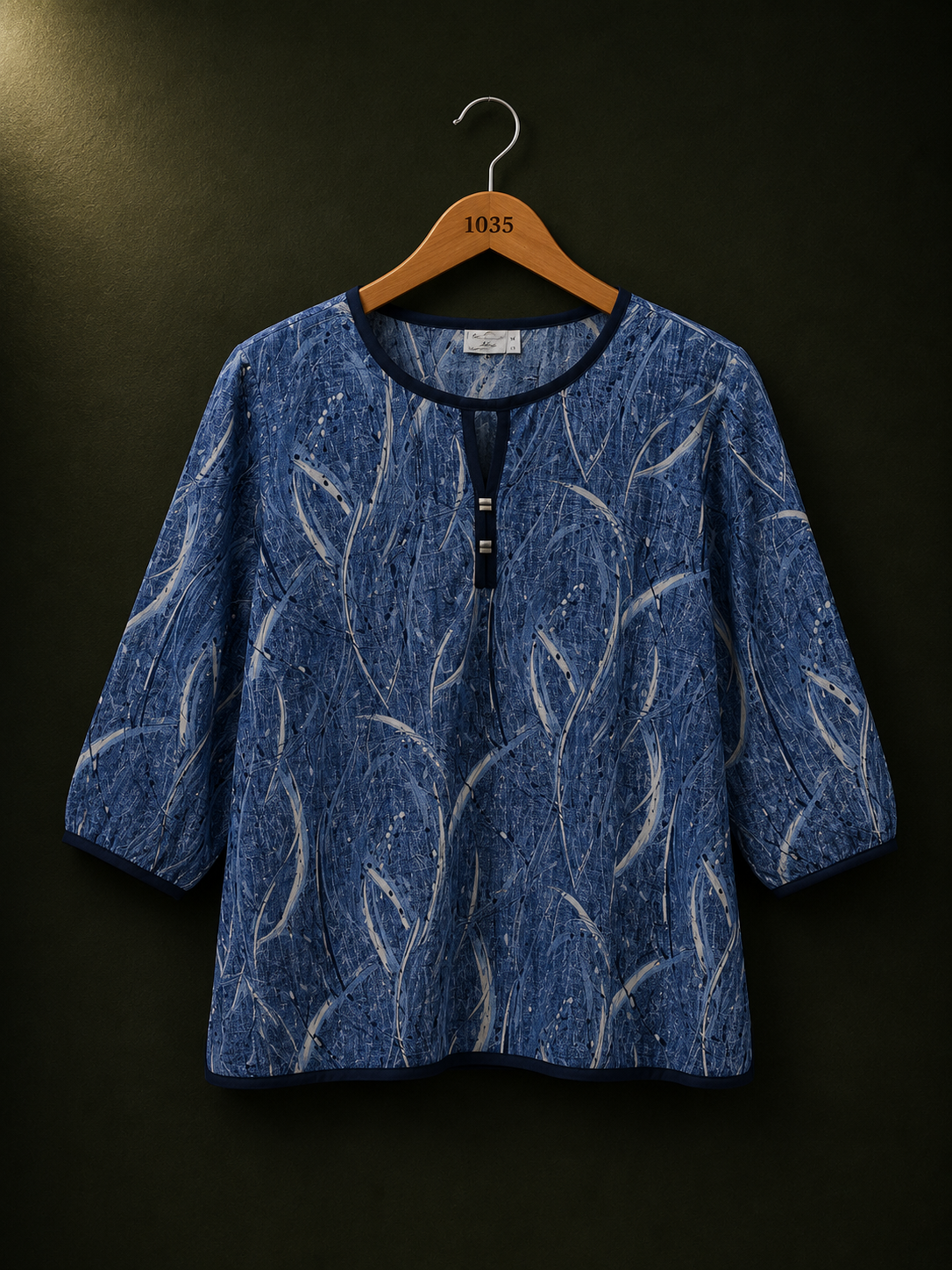 Sabrina Blue Printed Viscose Top for Women