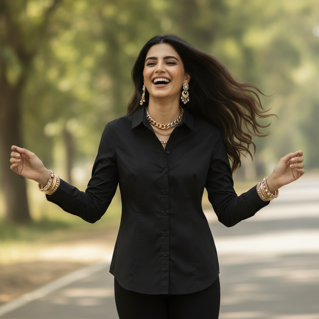 Primark Classic Black Cotton Shirt for Women