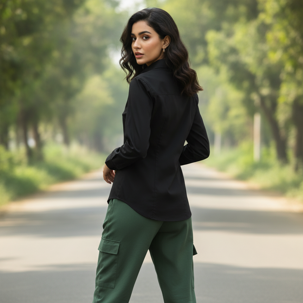 Primark Classic Black Cotton Shirt for Women