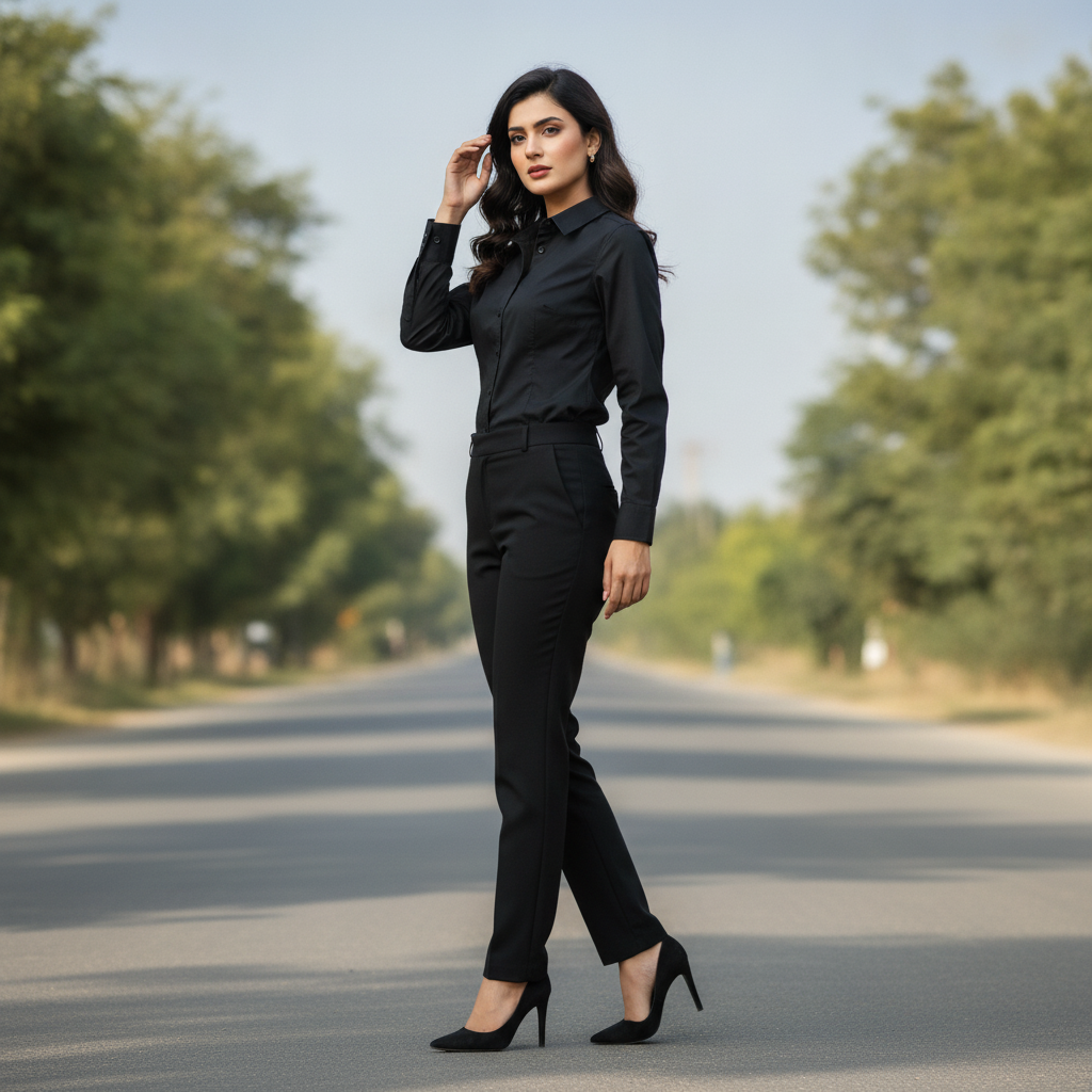Primark Classic Black Cotton Shirt for Women