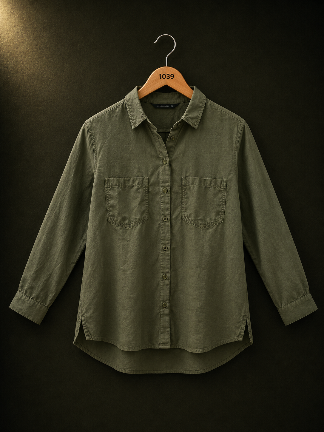 Zara Olive Green Button-Up Polyester Shirt for Women